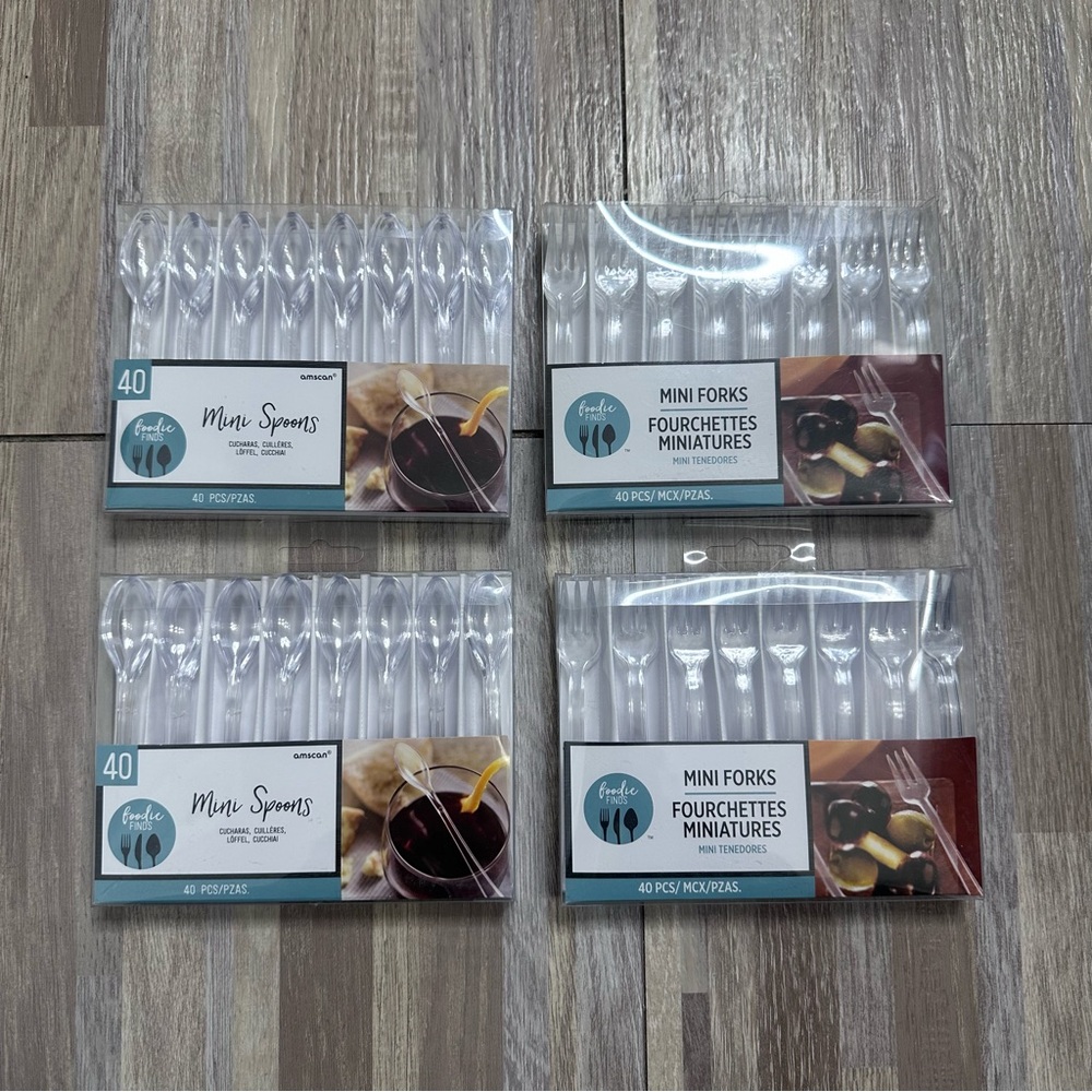 NEW Clear Mini Forks & Spoons - (4) 40 Count Packs!